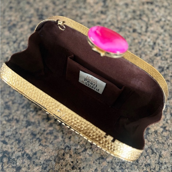 Elegant Pink and Gold Clutch